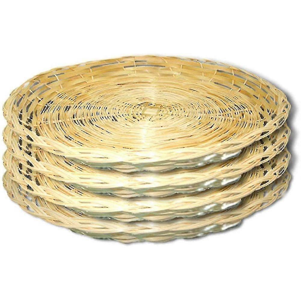 4pcs מחזיק צלחות נייר במבוק - 10 " מחזיק צלחת ארוג עגול כבד, מחזיקי צלחות נייר לשימוש חוזר תואם מסיבת פיקניק