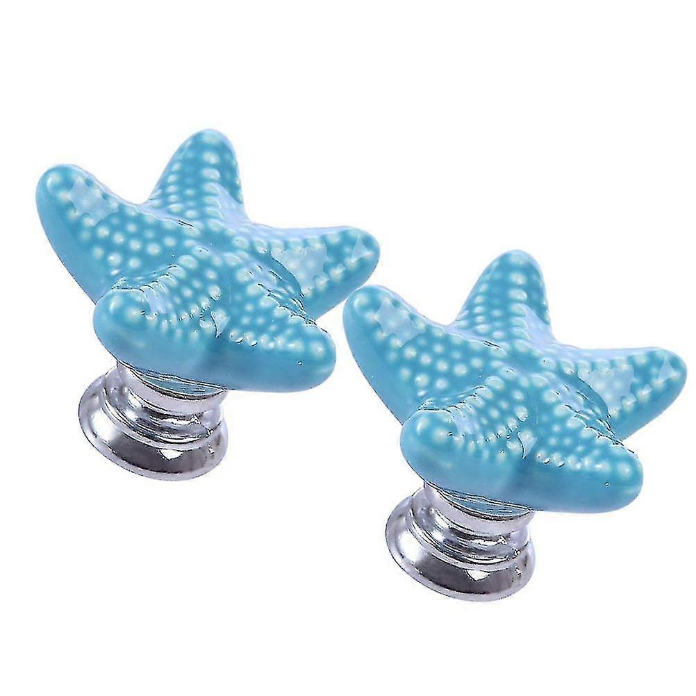 2pcs Creative Handle Knob Ceramic Door Handle Drawer Knobs Star Shaped Knobs For Cabinet Kitchen Home Furniture
