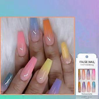 Uv Seal Rainbow Gradient Color False Nails Press On Fake Nails 2 Box