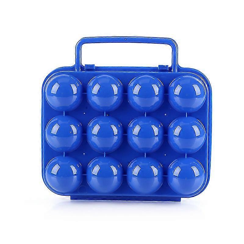 Portable 12-compartment Plastic Egg Carton Break-proof Egg Container (Blue)