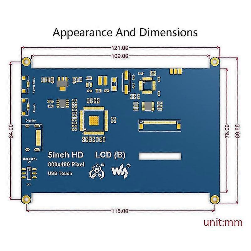 5 Inch Resistive Touch Screen Lcd (b) 800 X 480 Pixels -compatible Tft Lcd Display For /3b+