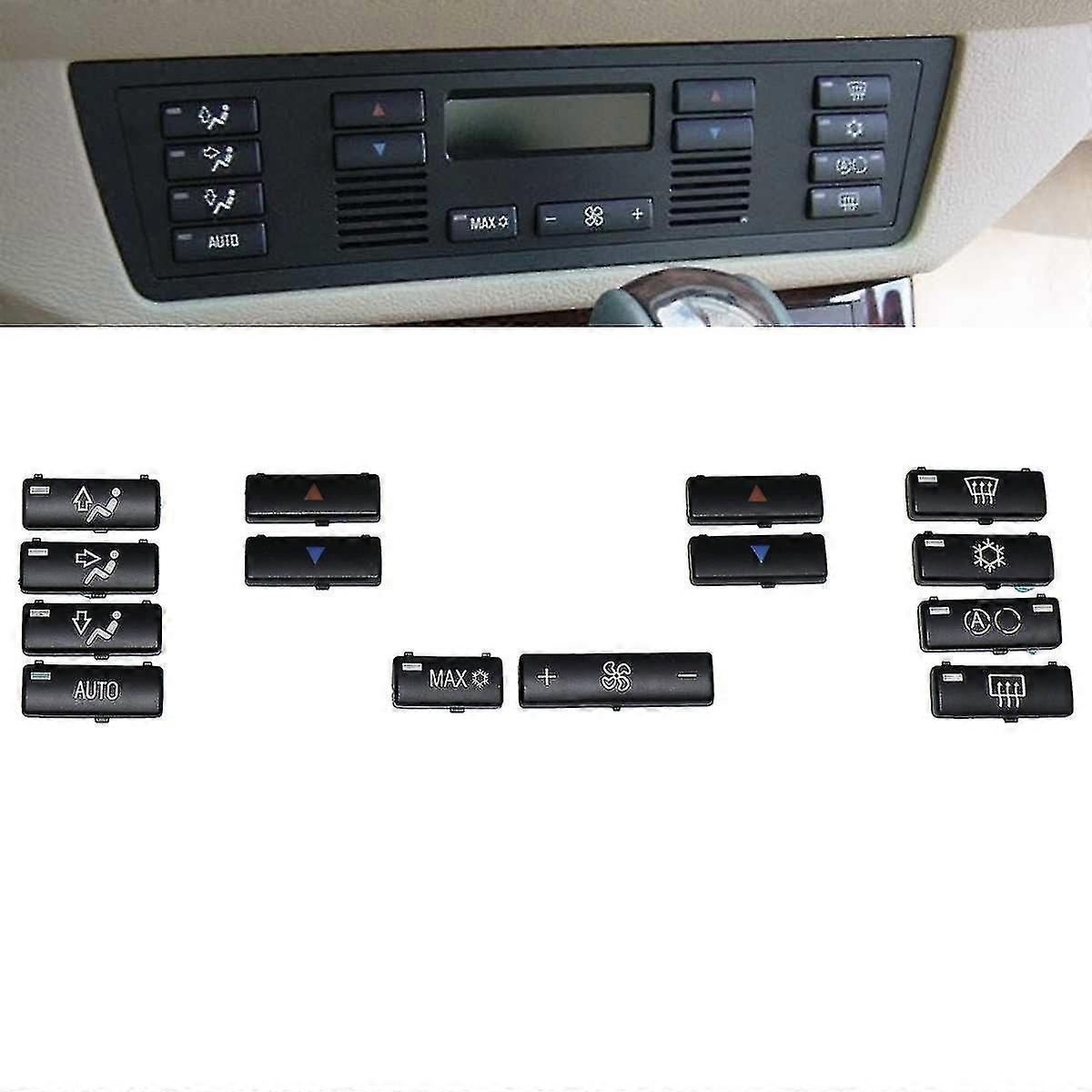 14 Button Key Cap Car Air Conditioner A / C Control Panel Switch Button Key Cover For E39 E53 525i