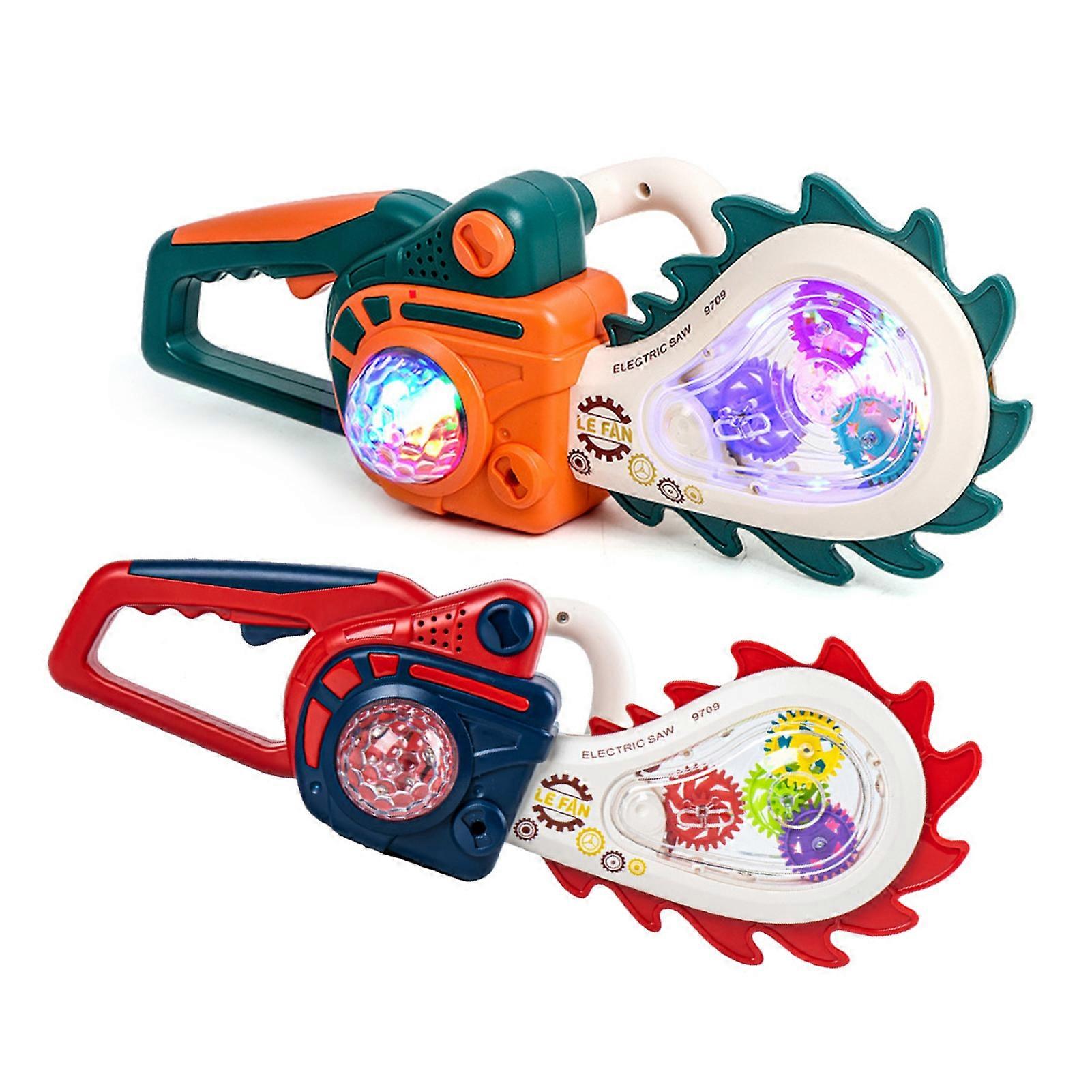 Children Electric Saw Cartoon Attractive Cool Simulation Electric Luminous Music Saw Pretend Play Tool for Home KAESI