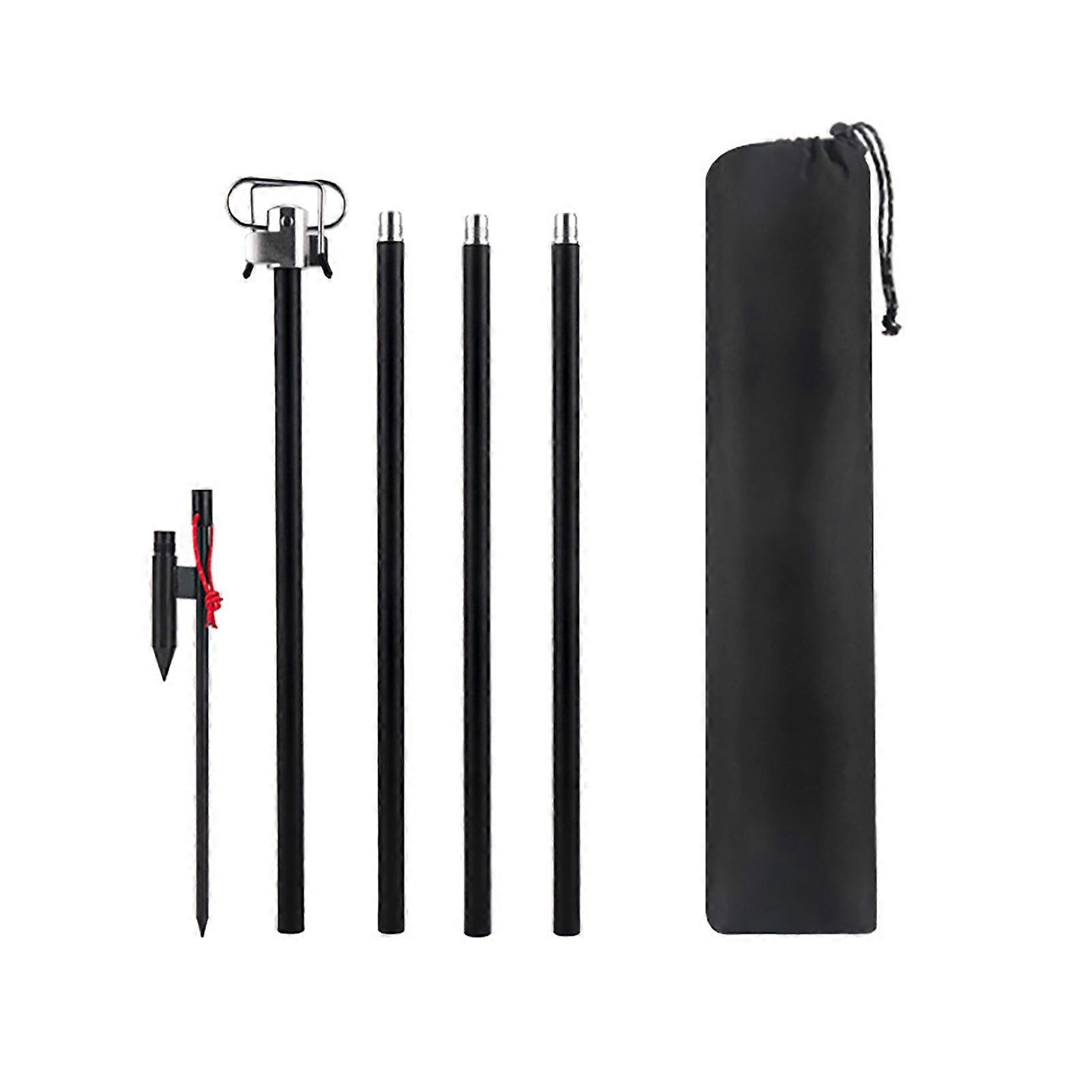 Kaesi Telescopic Double Hooks Lamp Stand Aluminum Alloy Portable Folding Camping Lamp Pole Lamp Accessory