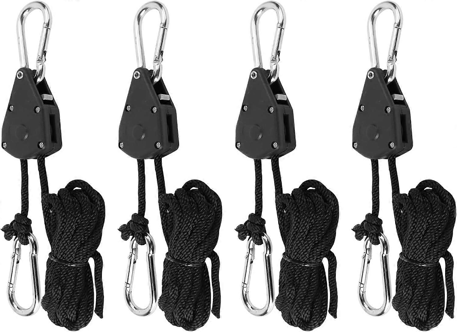 Pack of 4 Rope Tensioners Metal Rope Ratchet with Hooks and 2 m Adjustable Guy Ropes for Plant Lamp