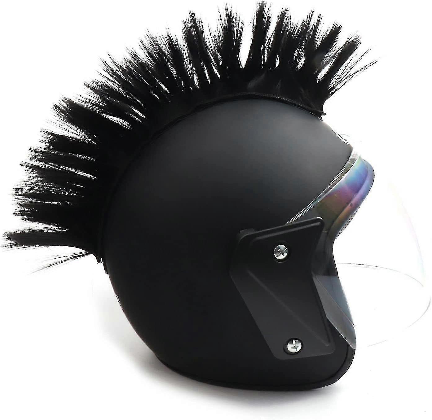 קסדה פאות מוהוק גלוחי ראש פאה תיקוני שיער פיסת שיער לאופניים אופנוע רכיבה על אופניים קטנועים פולו סקי צבעוני אופציונלי