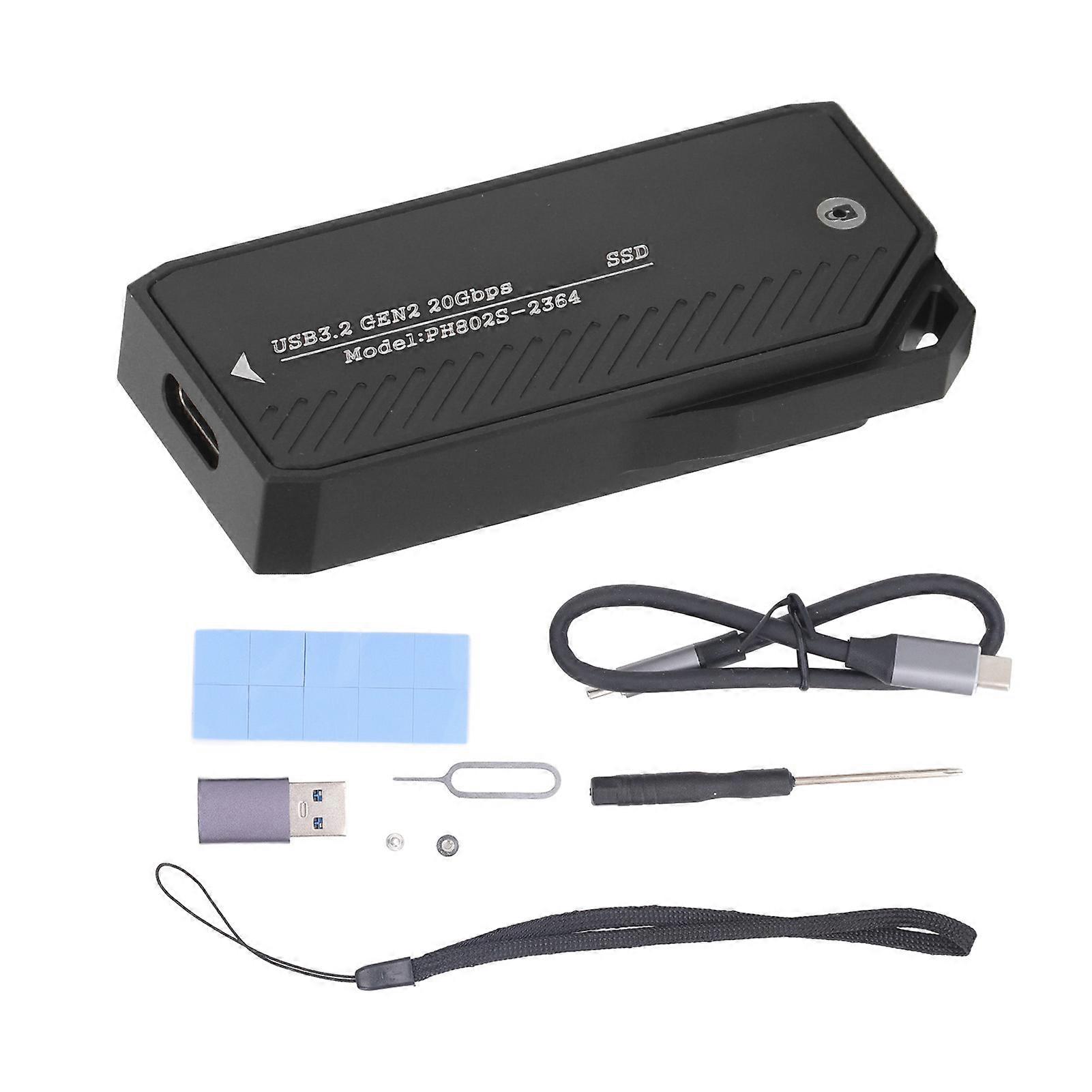 M.2-zu-Typ-C-NVMe-SSD-Gehäuse-USB-Adapter 20 Gbit/s ASM2364 NVMe-Solid-State-Laufwerk-Gehäuseadapter für 2230 SSD