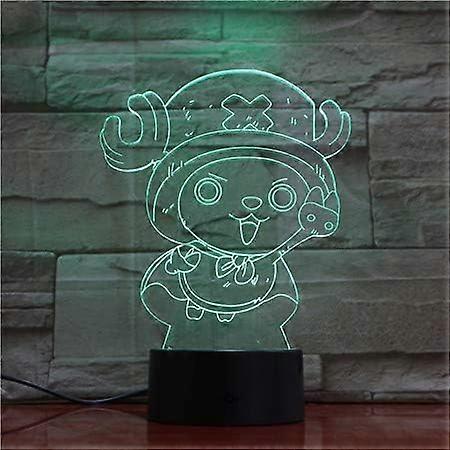 SBSG One Piece Luffy 3D Illusion Night Light Lamp Smart Touch, RGB Effect USB Cable Powered Creative 3D Japanese Anime Lamp