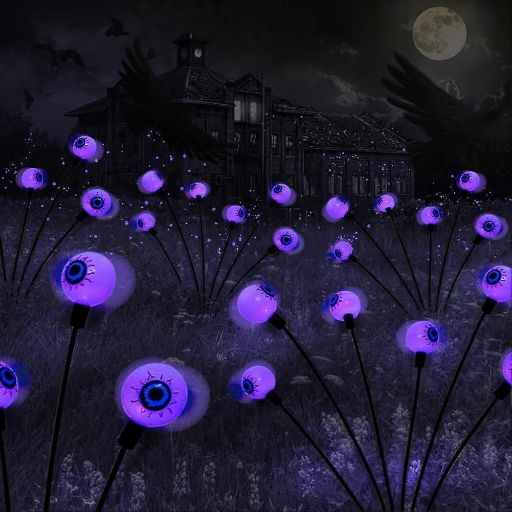 Outdoor Solar Scary Eyeball Lights,2PCS 6LED Eyeball Swaying Firefly Lights,Waterproof Solar Path L