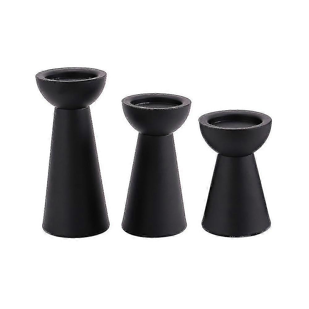Candelabros Negro Set De 3