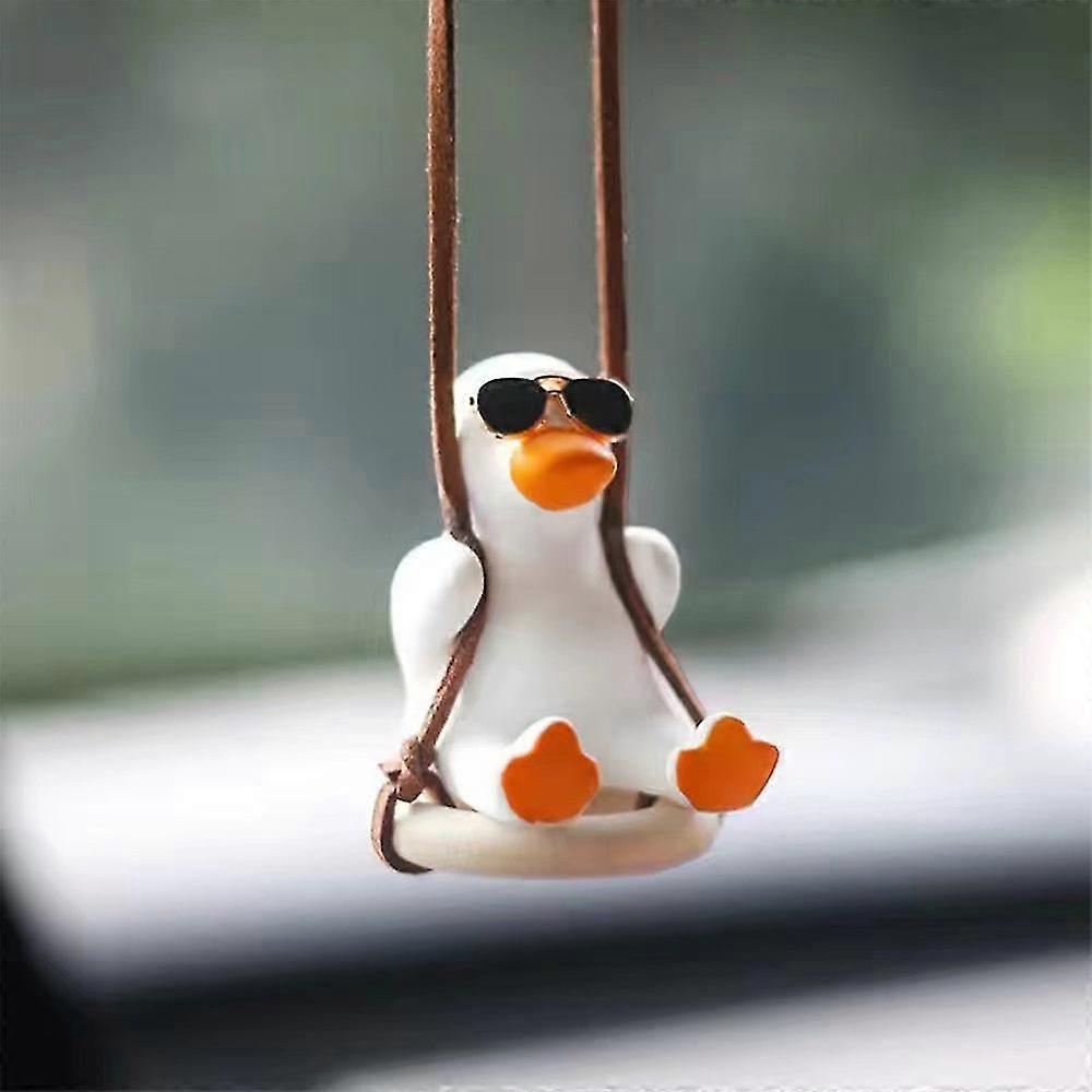 Creatieve auto opknoping ornament leuke glazen swing eend hanger decor