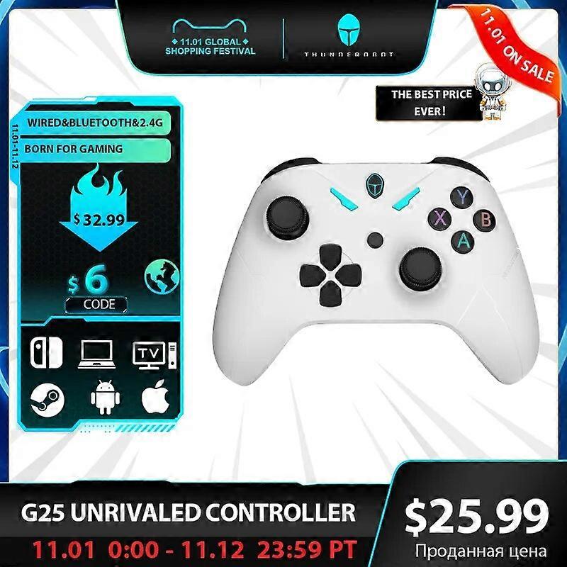 ThundeRobot G25 Bluetooth Gamepad ασύρματος ενσύρματος ελεγκτής παιχνιδιών δόνησης με τη λειτουργία Turbo για τα χειριστήρια έξυπνων τηλεοράσεων PC Windows