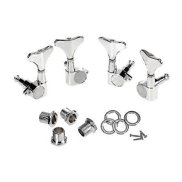 4pcs 2L2R Bass Tuning Pegs Machine Heads Tuners (Silver)