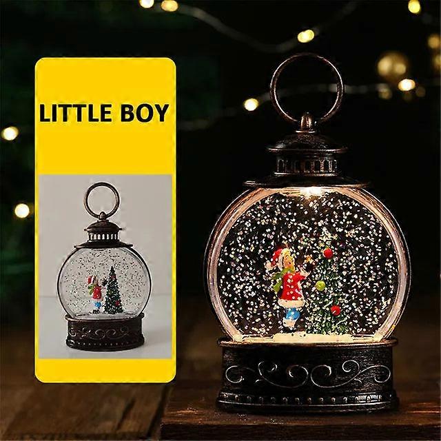 Christmas Hanging Led Glowing Sequin Lantern Santa Claus Snowman Water-filled Night Light New Year Gift Home Decoration Navidad