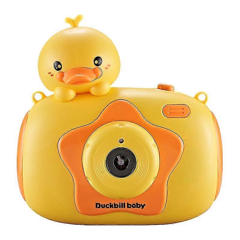 Platypus Electric Bubble Camera Net Red Cartoon Fully Automatic Waterproof Music Glowing Little Yellow Duck Bubble Toy 1 Piece Yellow