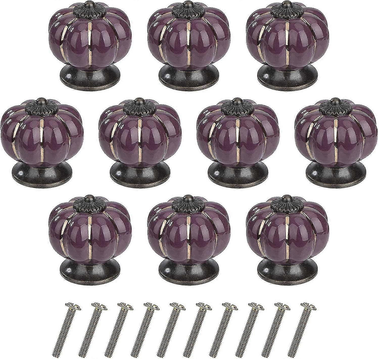 Cabinet Knobs Pumpkin Drawer Knobs Ceramic Furniture Knobs With Alloy Screw For Cupboard Drawer Kitchen 10 Pcs (blue)
