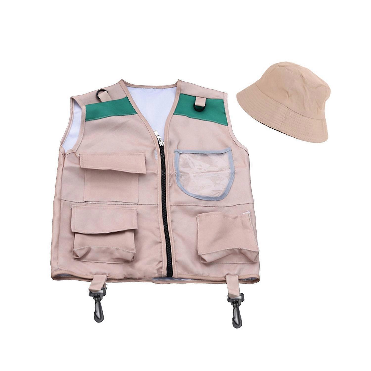 Kids Outdoor Adventure Kit Explorer Vest And Hat Set Pretend Play And Nature Exploration Gear Set