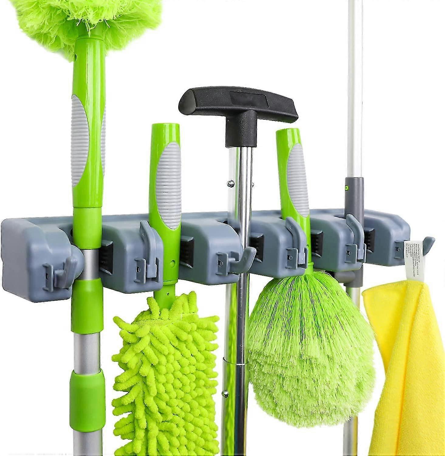 Broom Holder Wall Mount and Garden Tool Organizer, 6 Hook