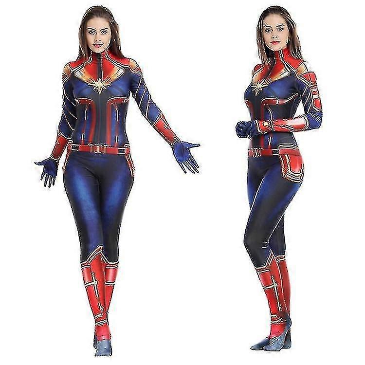 Captain Marvel Cosplay Tight Jumpsuit Marvel Hero Captain Marvel Cospl D
