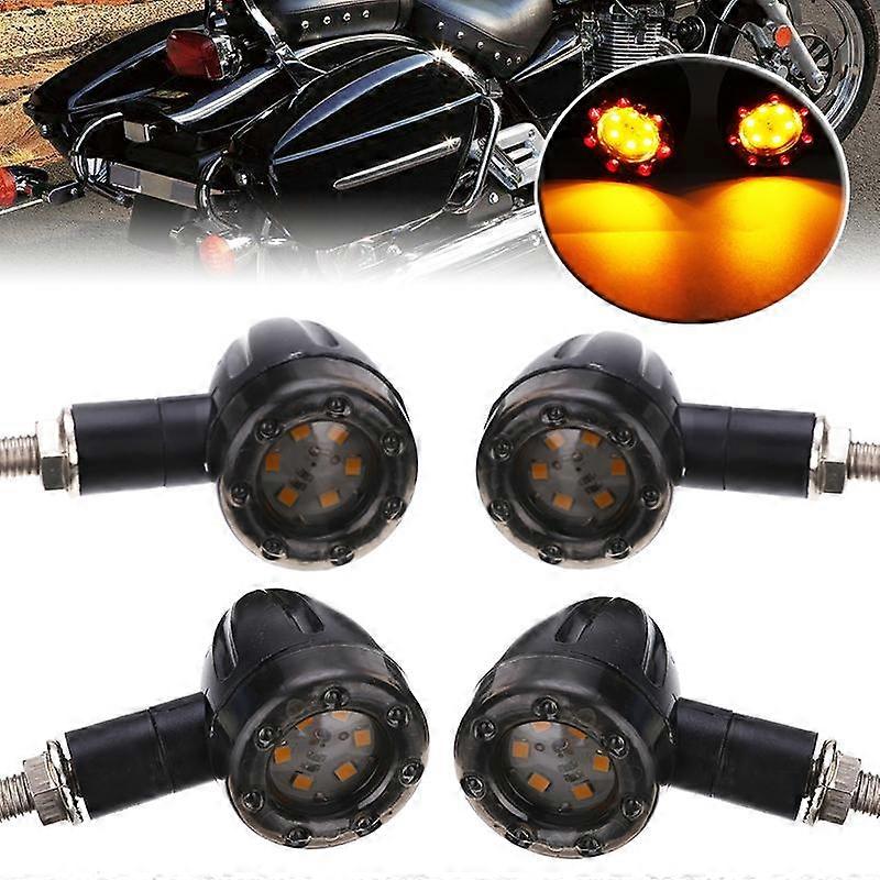 PDTO 4pcs Universal Motorcycle Turn Signal Tail Brake Light Lamp Indicator Amber