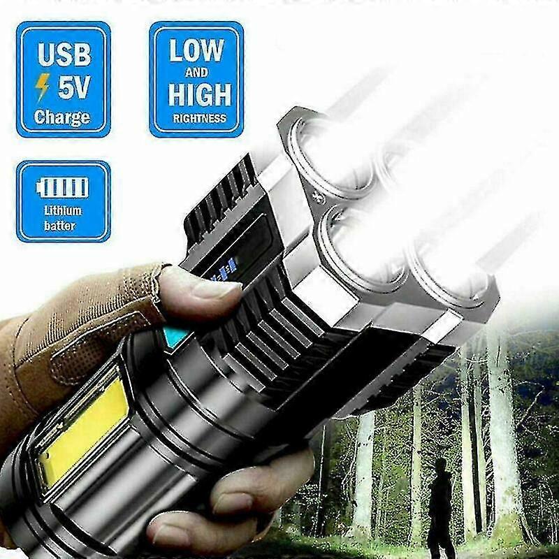 Super Bright 10000000lm   Led Flashlight Usb Rechargeable Tactical Light-Colora