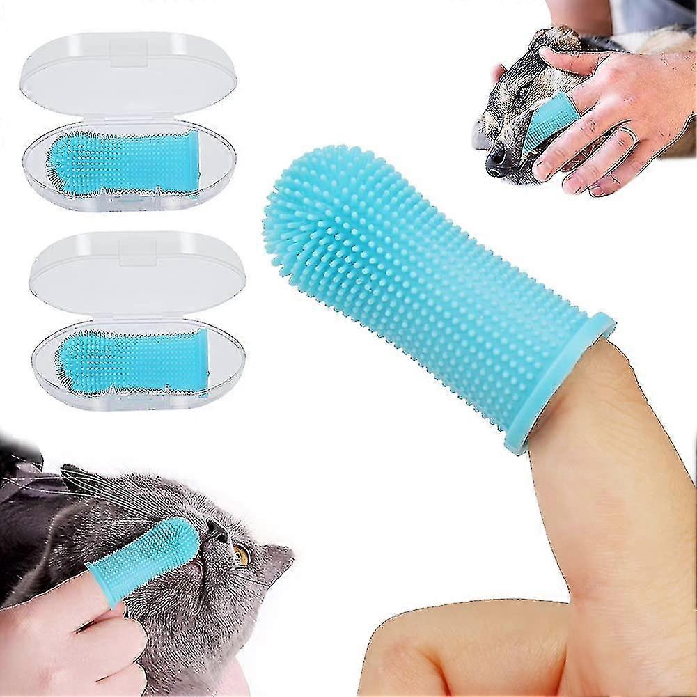 -2pcs Dog Finger Toothbrush 360 Easy Cleaning Tongue And Teeth Fresh Breath Dental Care Plaque Off