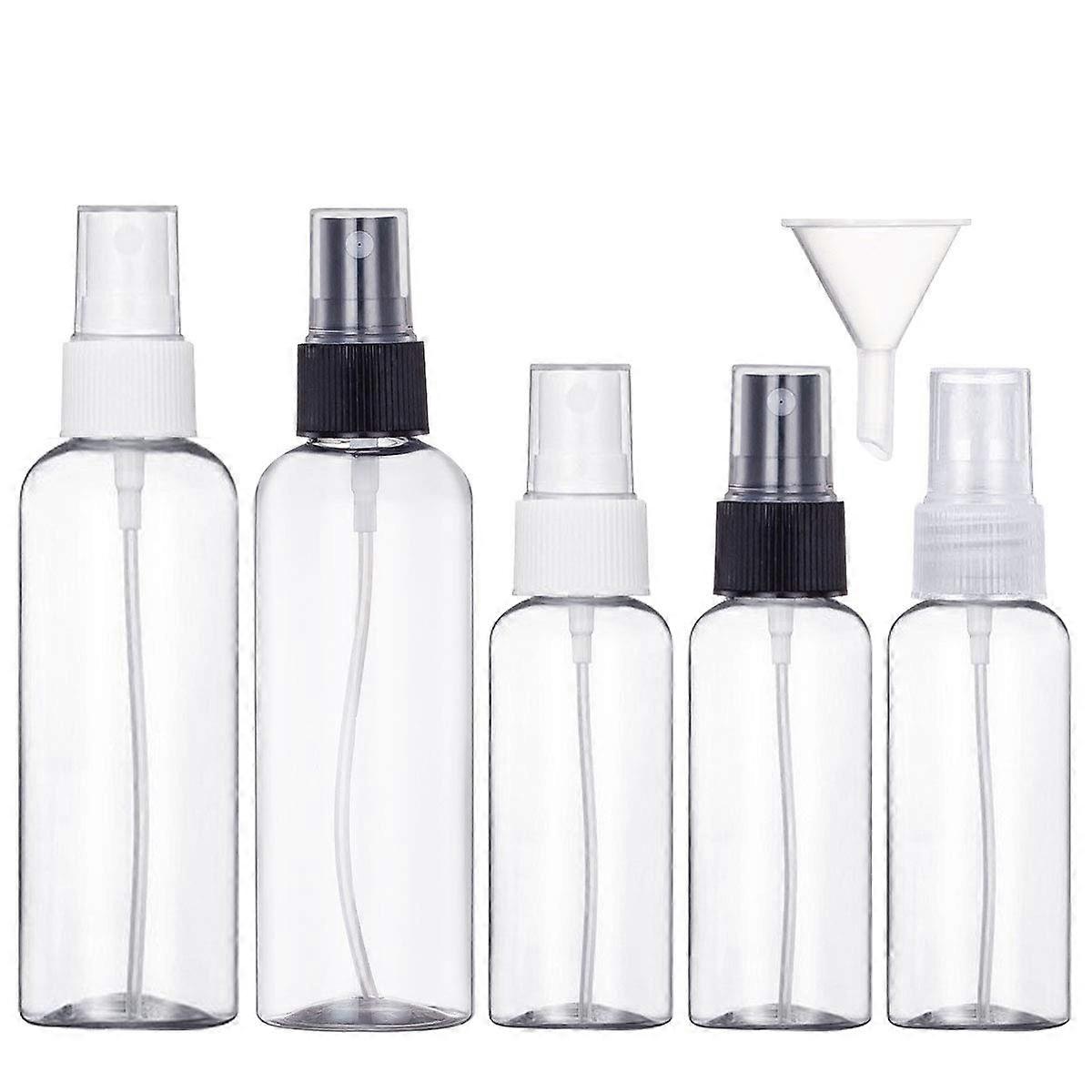 5pcs Fine Mist Spray Bottles - 50ml and 100ml Capacity, Transparent and Refillable - Ideal for Travel, Skincare, and Cleaning Needs