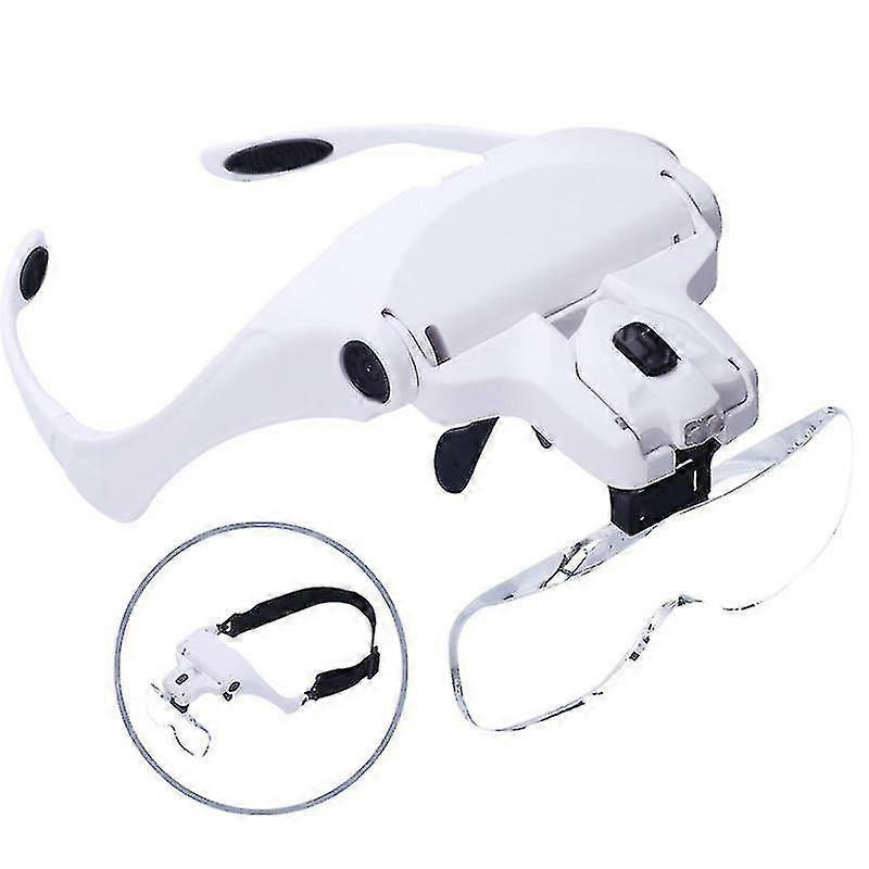 Usb Rechargeable Led Lamp Head-mounted Reading Glasses Magnifying Glass With 5 Multiples