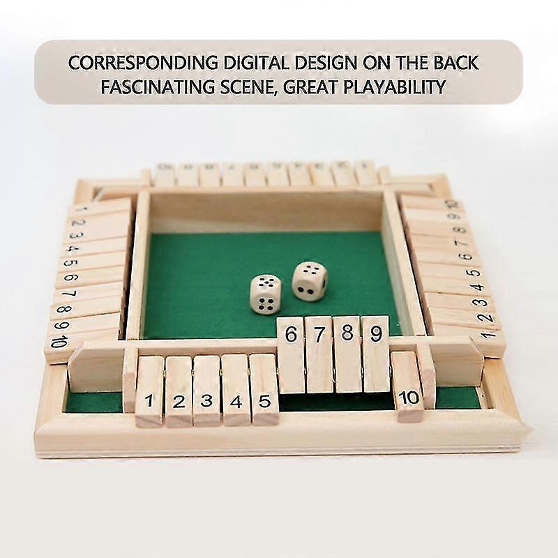 Shut The Box 4 Players Dice Game 4 Sided Wooden Board Table Game For Kids Adults