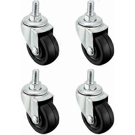 4 x 40mm rubber wheels with M8 threaded rods, Starlight