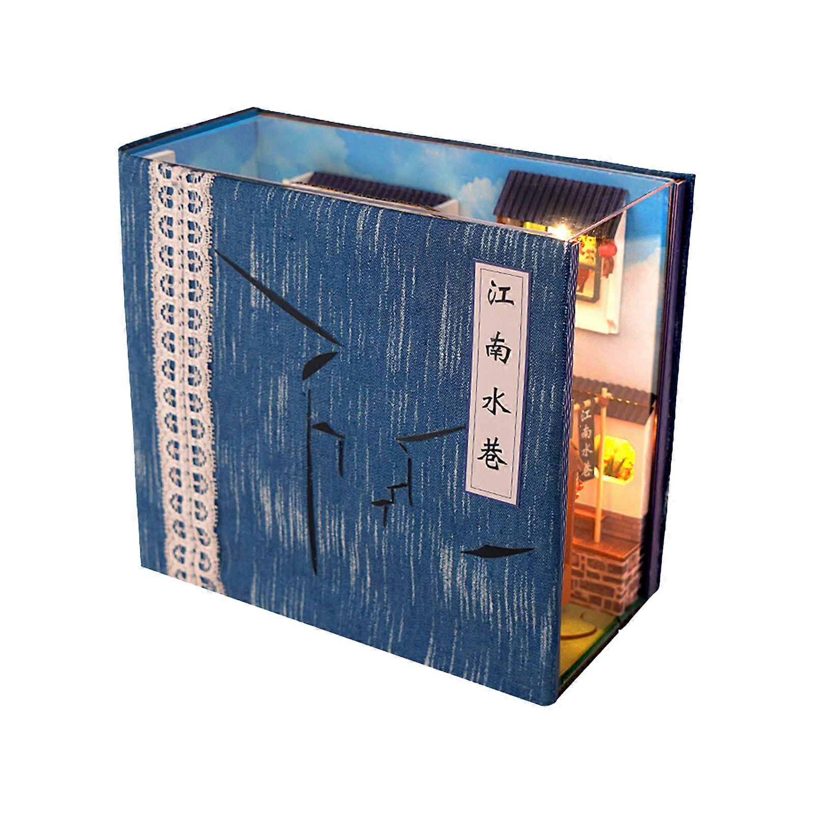 DIY Book Nook Kit 3D Wooden Puzzle, Bookshelf Insert Decor with LED DIY Bookend HOT