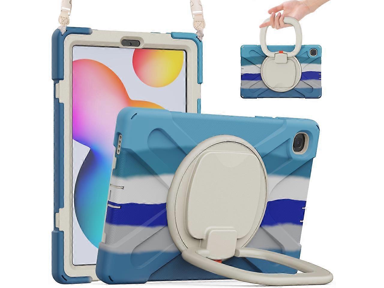 Samsung Tab S6 Lite 10.4 Inch 2020 2022 2024 Case, Heavy Duty Shockproof Cover with 360 Rotating Stand/Hand Strap,Shoulder Strap, Pen Holder for Galax