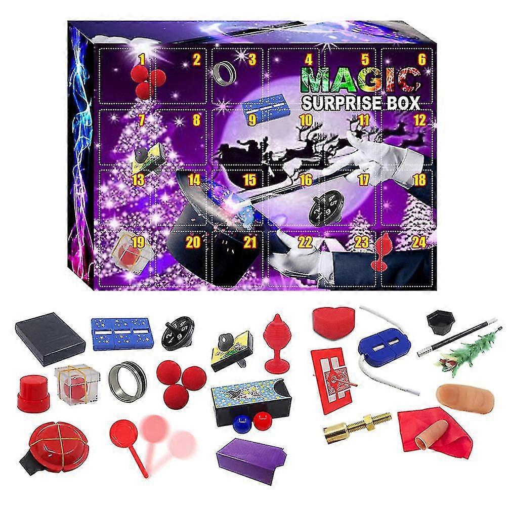 Magic Surprise Box Advent Calendar 2023 - Περιλαμβάνει 24τμχ Magic Tricks Props Kit - Χριστουγεννιάτικο ημερολόγιο αντίστροφης μέτρησης - Δώρα μαγικών παιχνιδιών για αγόρια και κορίτσια