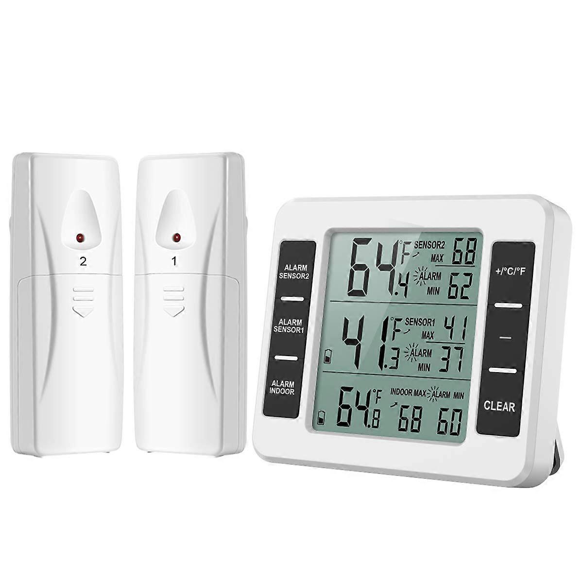 Wireless digital thermometer with 2 sensors