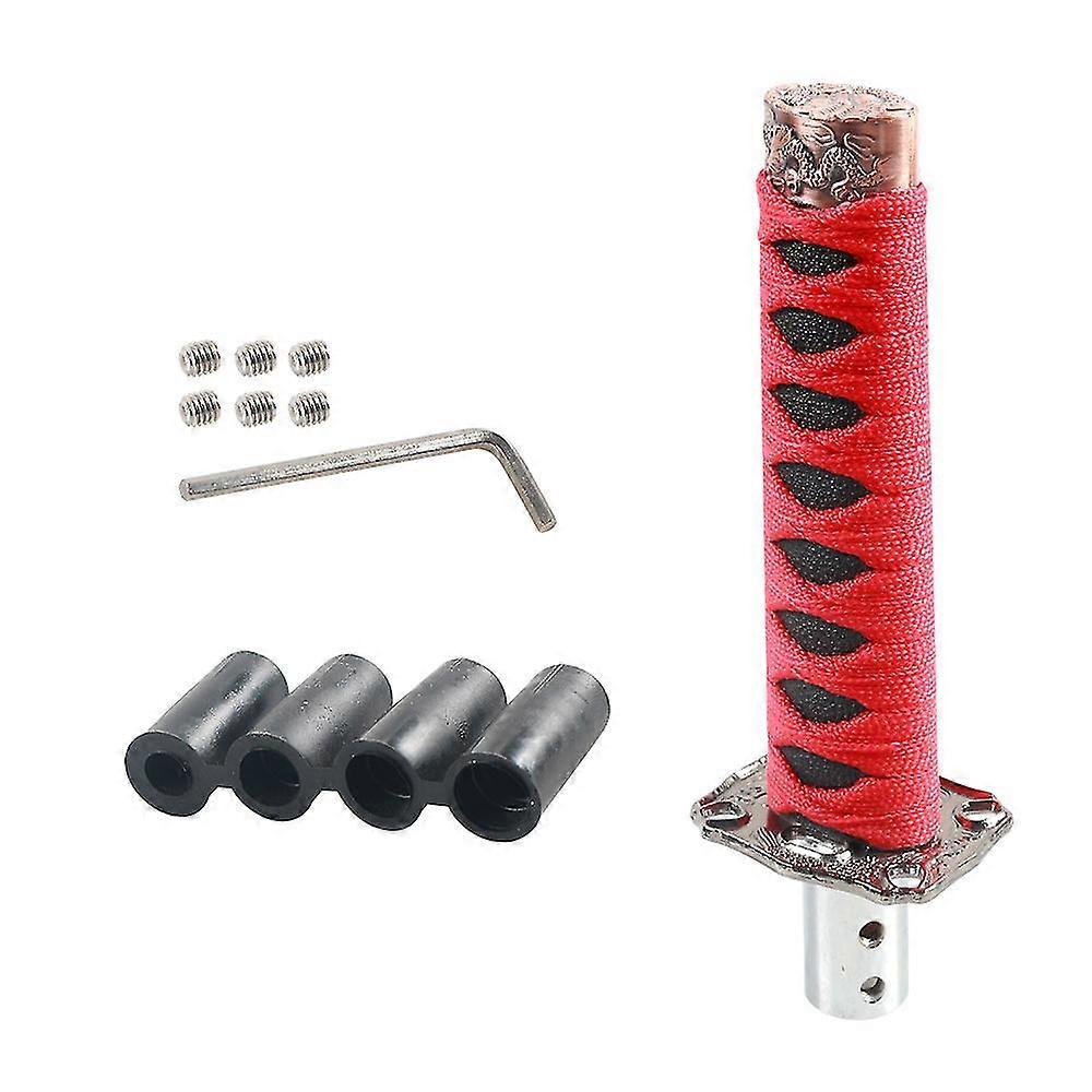 Ulompi punainen ja sisäinen musta 15cm samurai-vaihdevipu pään aaltokeppipää auton muokkaustarvikkeet