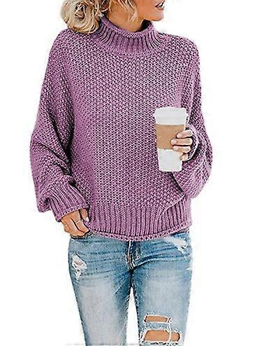 Women's Turtleneck Sweater Knit Lamb Wool Pullover for Autumn Winter