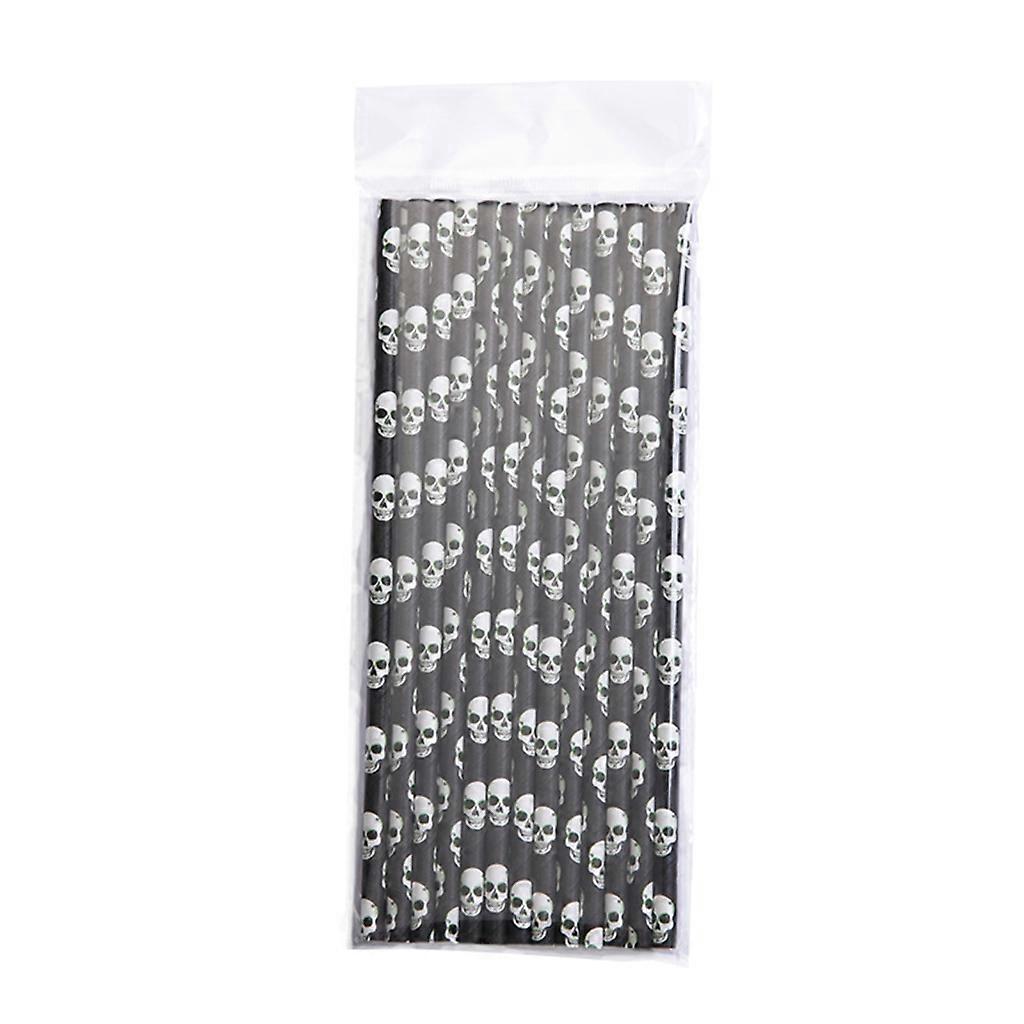 25pcs Halloween Biodegradable Drinking Paper Straws Pumpkin Bat Spider Pattern