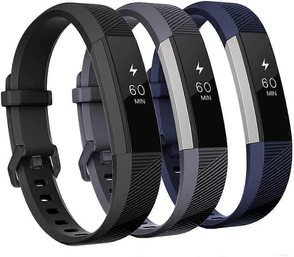 عصابات متوافقة مع Fitbit Alta و Fitbit Alta HR ، 3 عبوات من الأساور المصنوعة من السيليكون الناعم لأحزمة Fitbit Alta HR مع مشبك معدني آمن للرجال والنساء ،