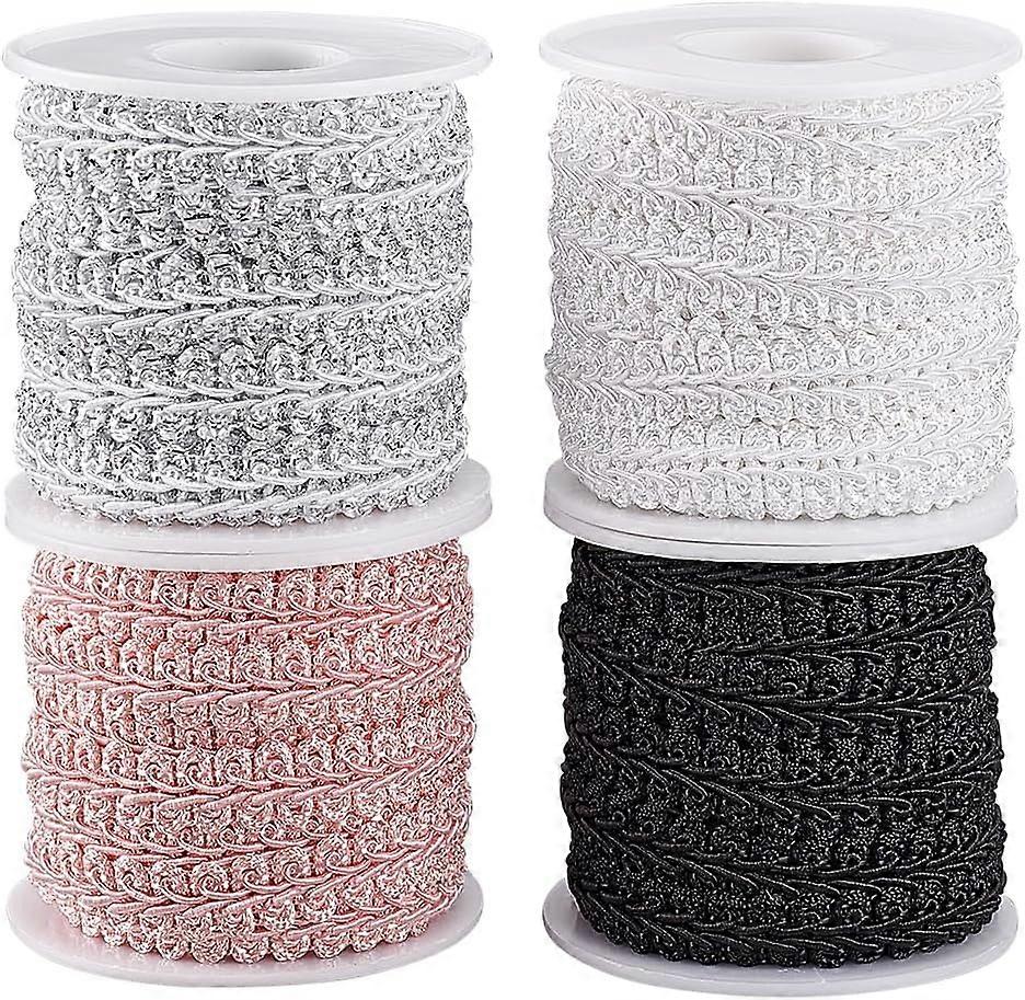 26 Yards 4 Colors Braid Tirm for Sewing 1/2 inch Polyester Basic Fringe Trim Fabric Gimp Braid Trim Ribbon for Upholstery Costume DIY Crafts Jewelry M