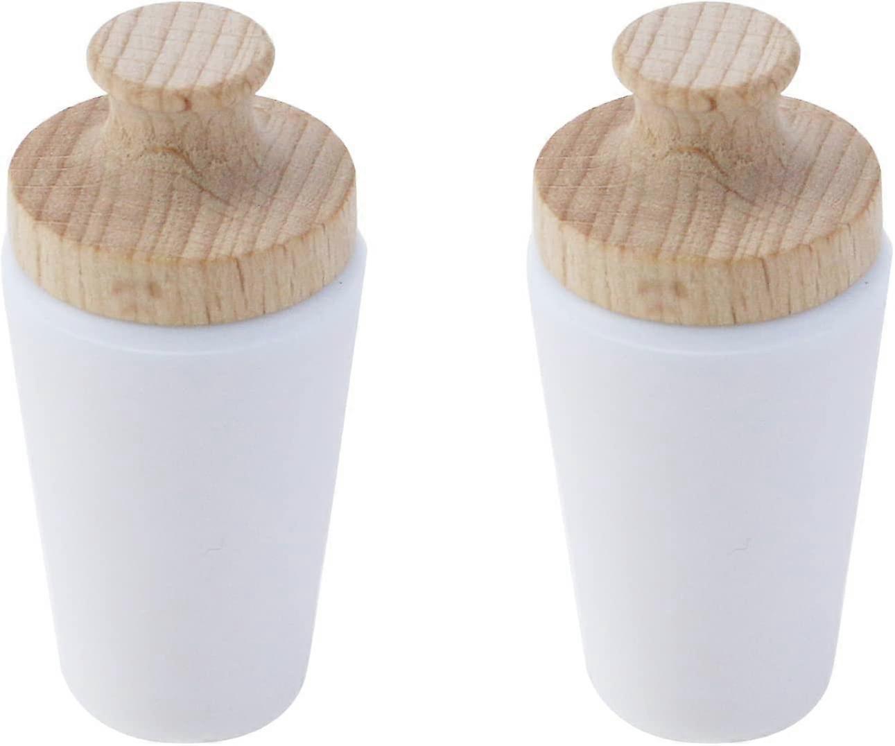2-Pack Solid Wood Wine Corks, Beer Caps Reusable  (White)