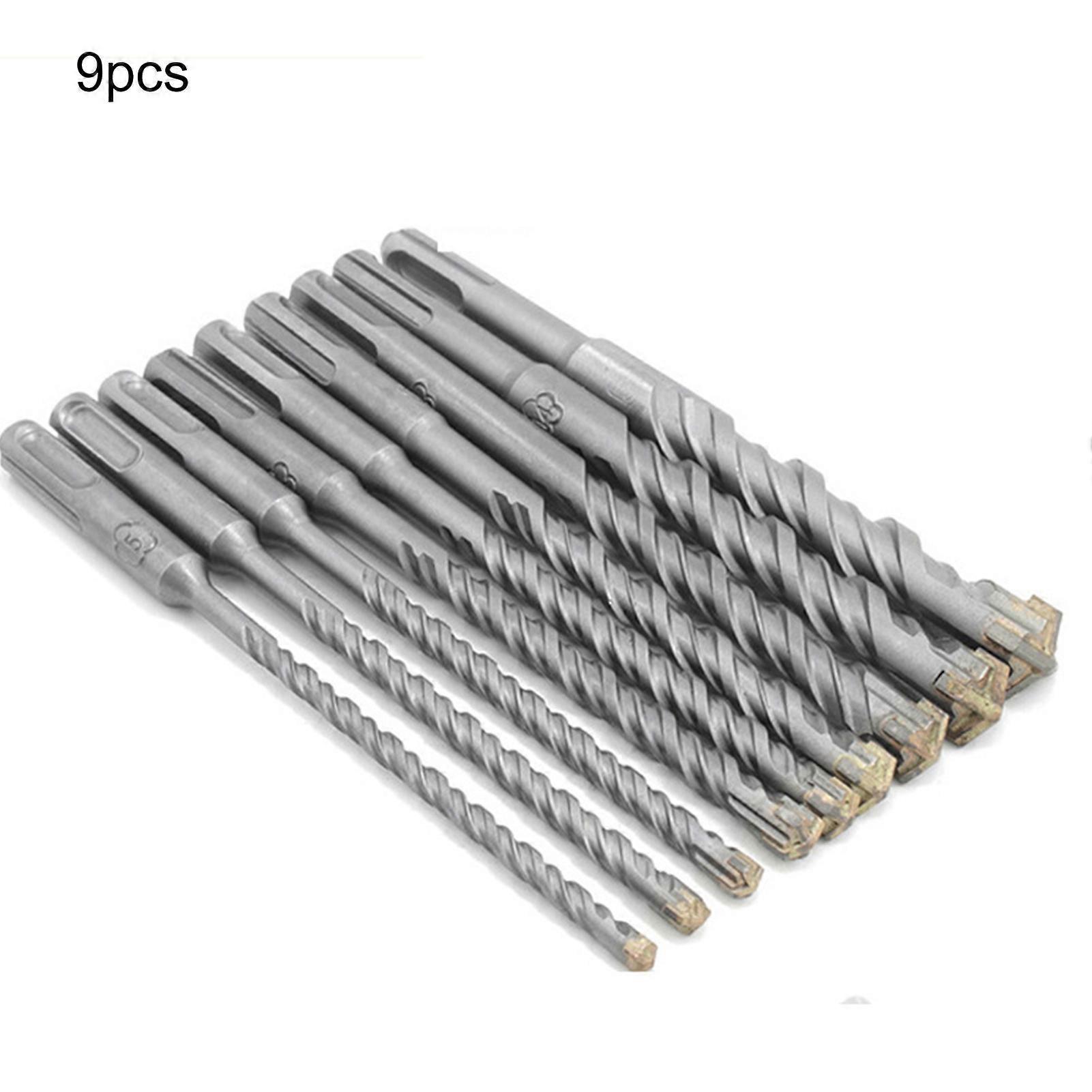 9Pcs/Set 4mm-12mm Drill Bits Wide Application High Hardness Hard Alloy Electric Hammer SDS Plus Drill Bit for Workshop