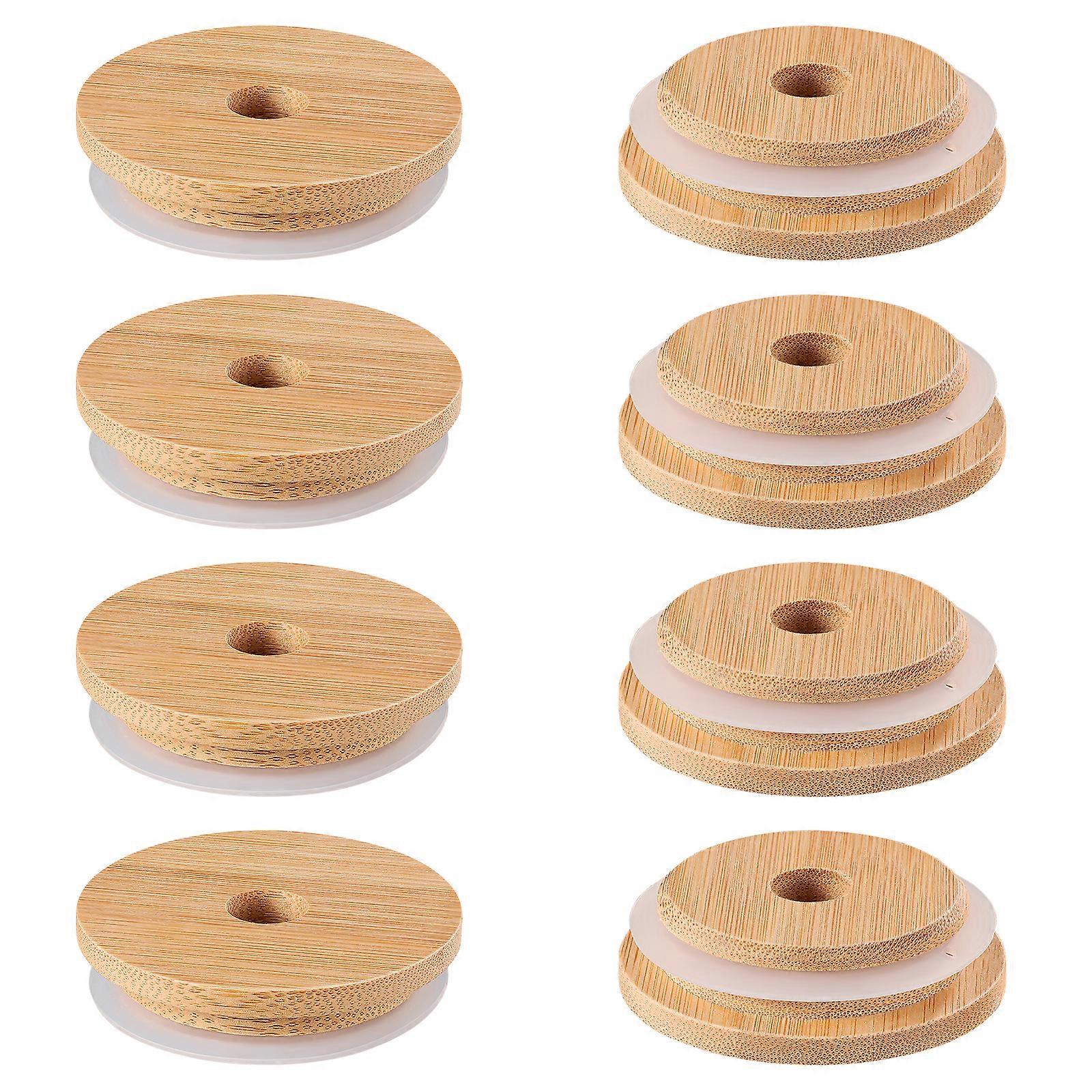 DOITOOL 8pcs Bottle Sealing Bamboo Lids Jar Sealing Covers Jar Bottle Lids Bottle Bamboo Covers for Cups Bottles