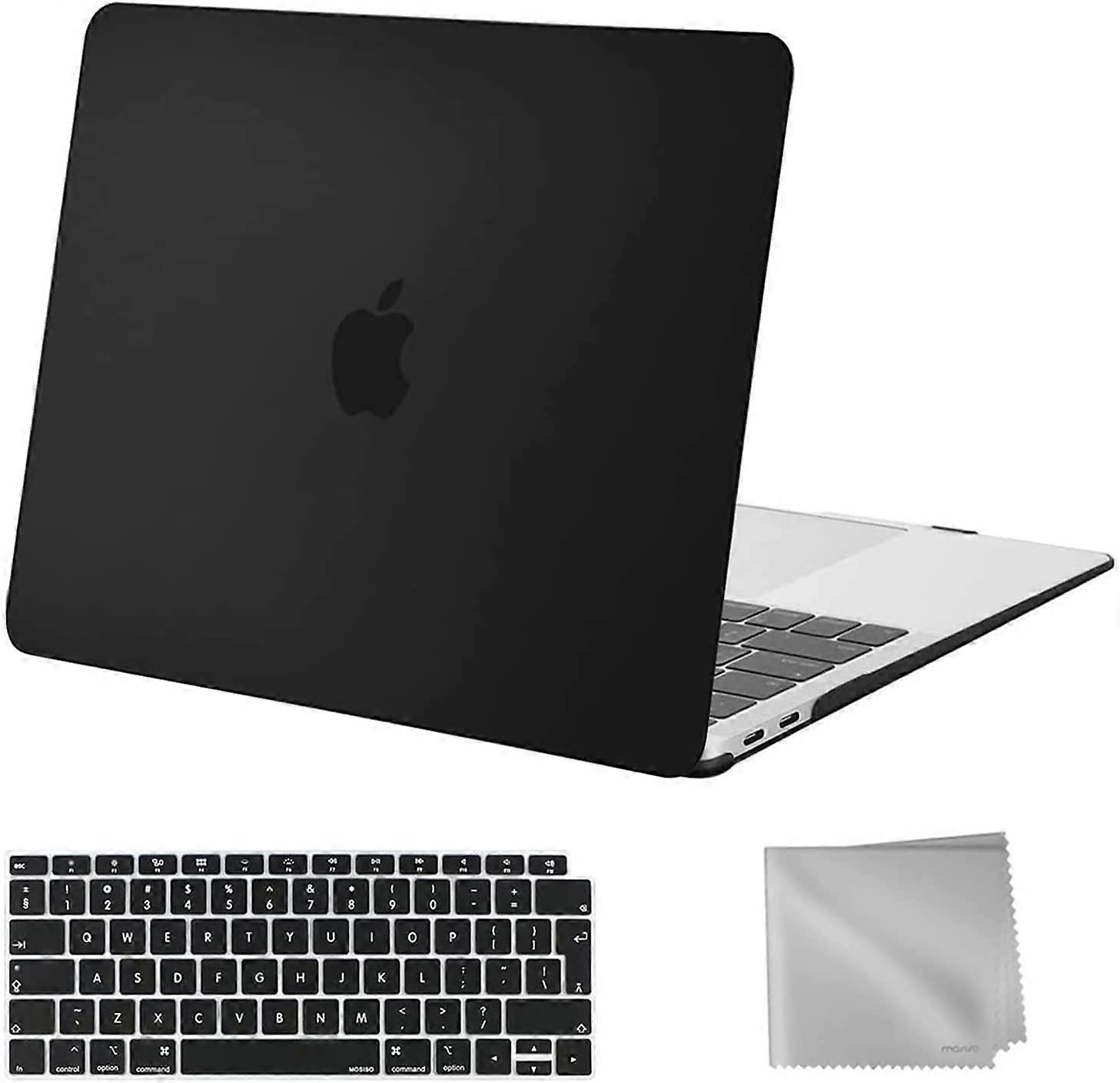 أسود متوافق مع جراب MacBook Air مقاس 13 بوصة 2022 2021 2020 2019 2018 M1 A2337 A2179 A1932 شاشة Retina مع Touch ID ، جراب بلاستيكي صلب & 
