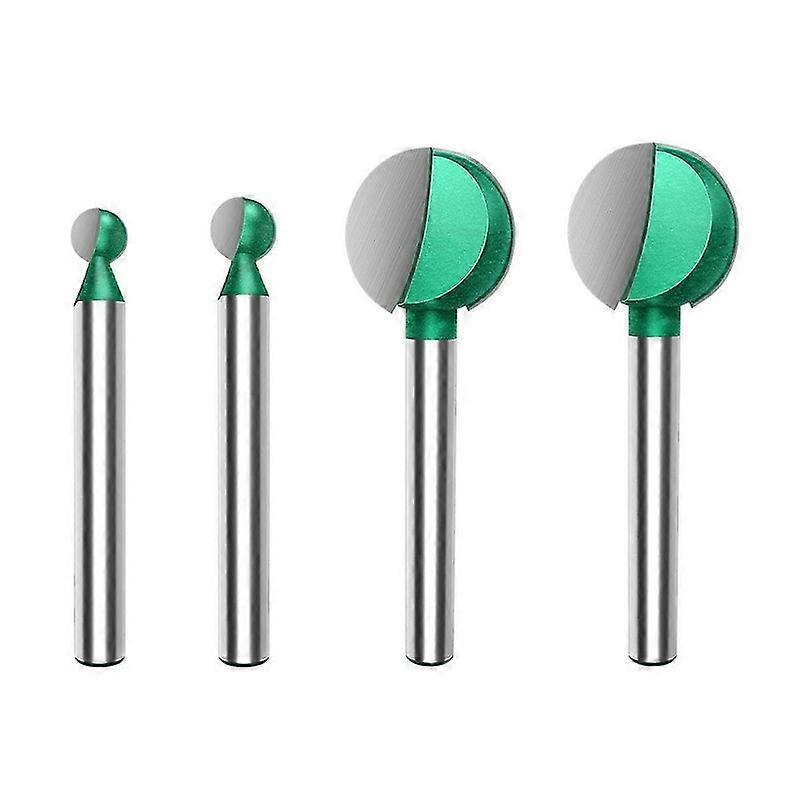 4pcs 6mm Ball Nose Round Carving Bit Cove CNC Milling Cutter Ball End Groove Router Bits Carbide Woodworking Tools