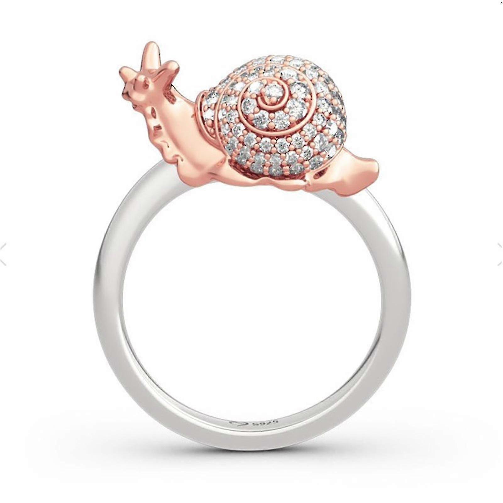 Rose Gold Snail With Rhinestone Open Ring Temperament Design Ring