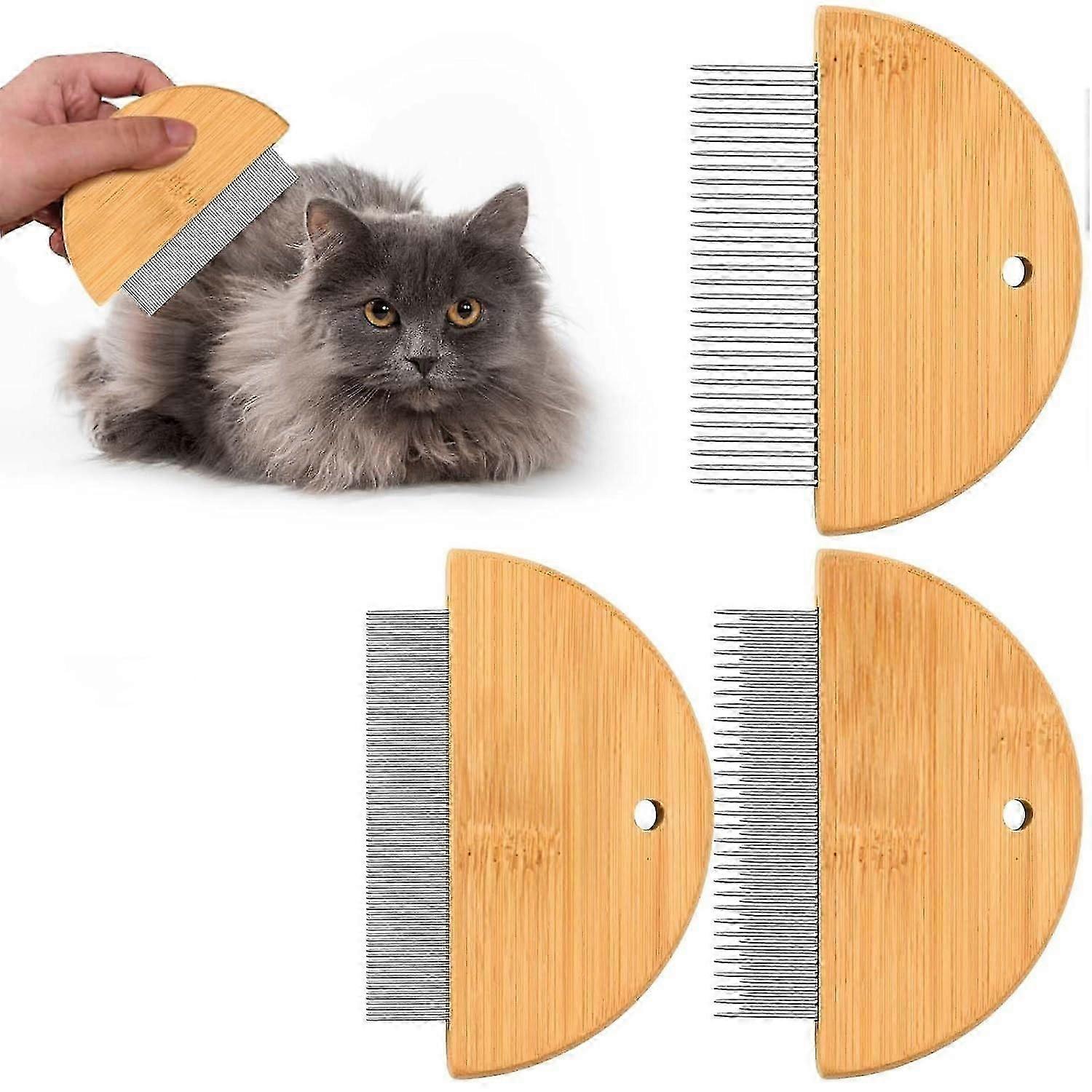 3 Pcs Flea Comb for Cats, Wooden Pet Comb