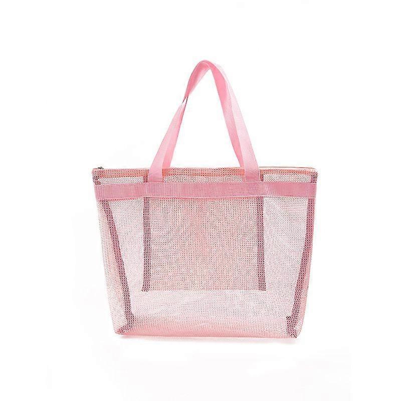 Beach Tote Bag,Large Mesh Beach Clear Folding Shoulder Bag Reusable Shopping Handbag Sand Toys Storage Bag Family Beach Holiday Grocery Organizer Net