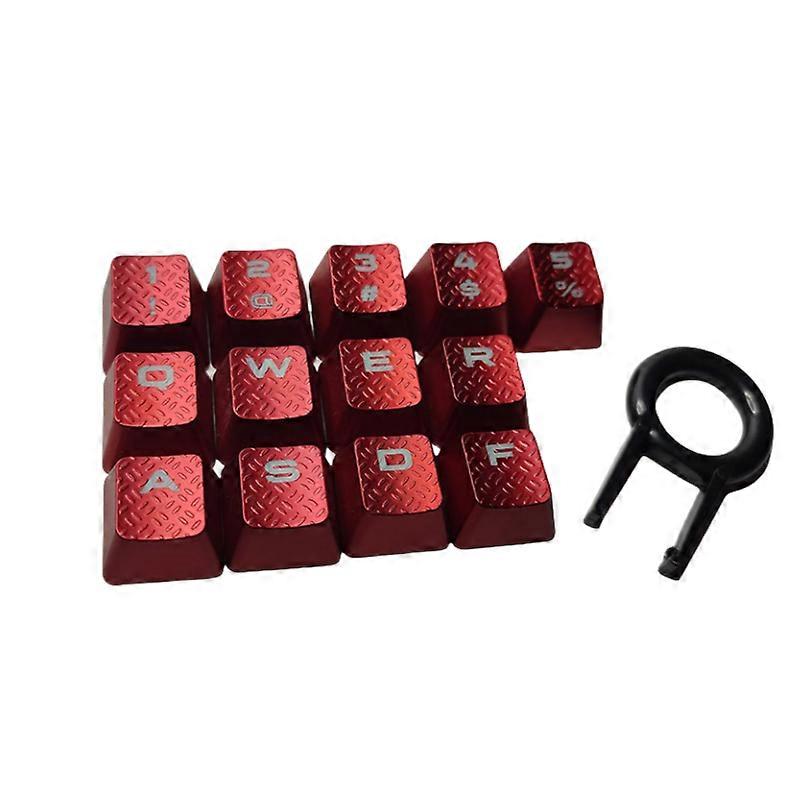 13-key Mechanical Keyboard Keycaps Non-slip Checkered Feeling Keycaps Accessories for Corsair Keyboards(Red)