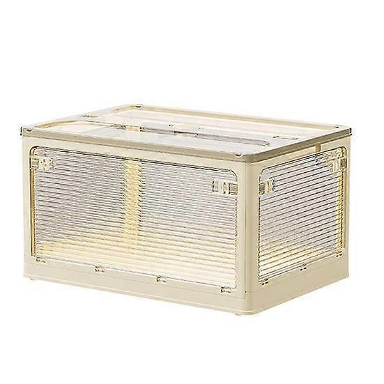 Foldable Storage Box Transparent Baffle Closet Organizer Large Capacity Portable Plastic Stackable Storage Cabinet with Lids