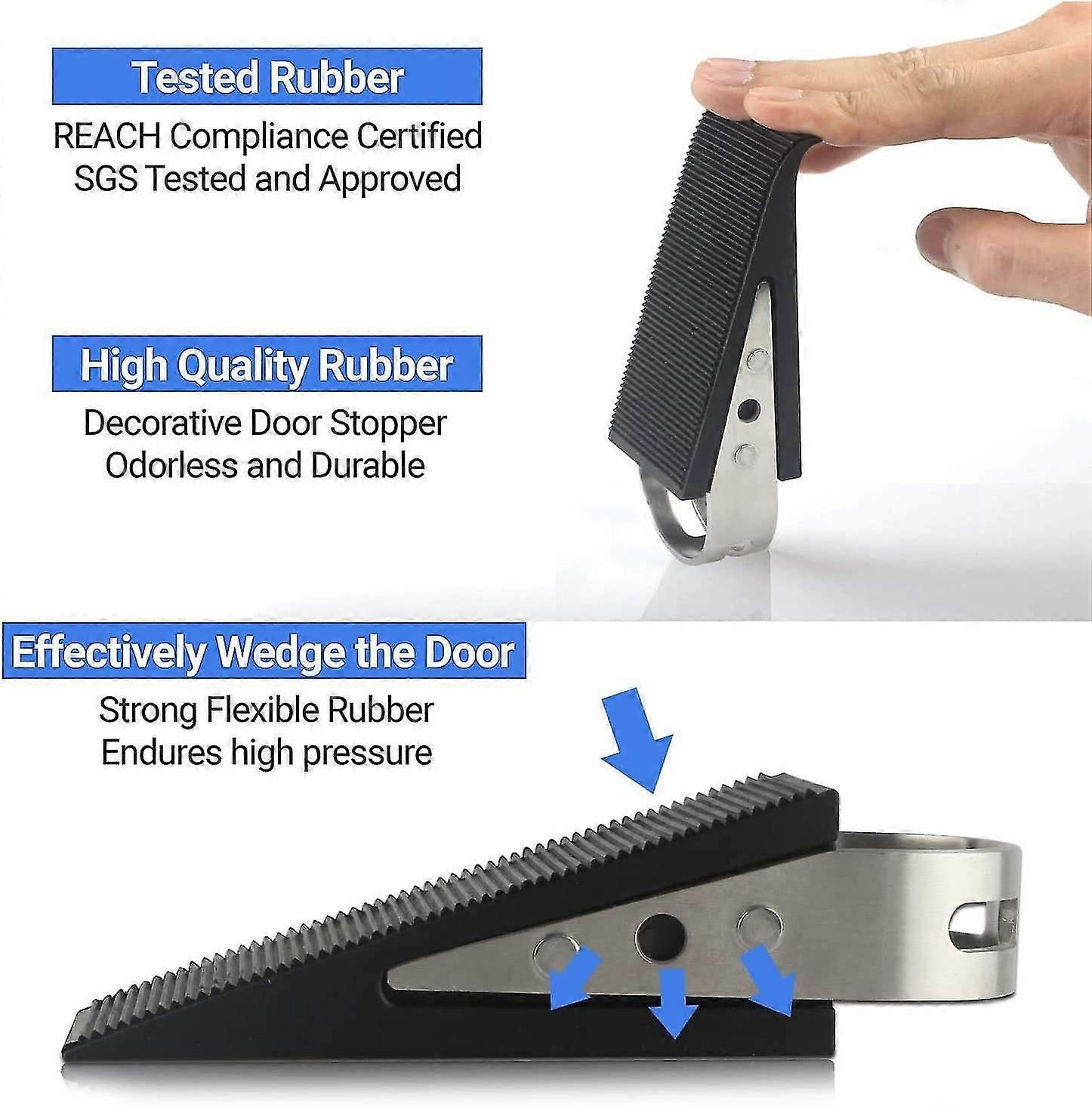 Bute De Porte, Cale Noire Robuste En 6 Pices, Peut Fixer Fermement La Porte Sans Bouger, En Caoutchouc Et En Acier Inoxydable, Convient Les Sols